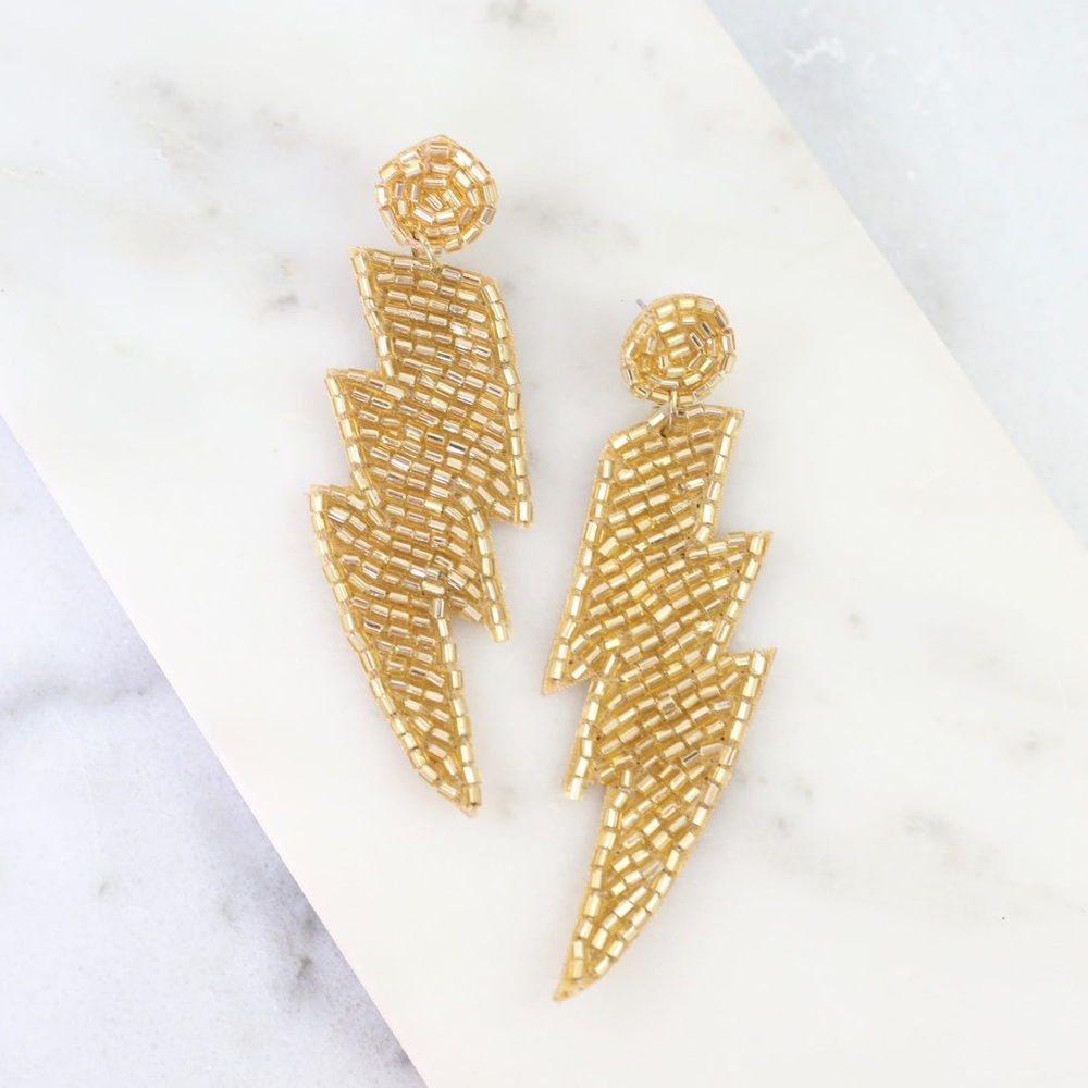 Gold Lightning Earrings! - Picture 1 of 1